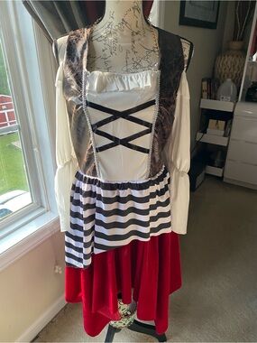 Striped Pirate Costume Dress with Red Skirt